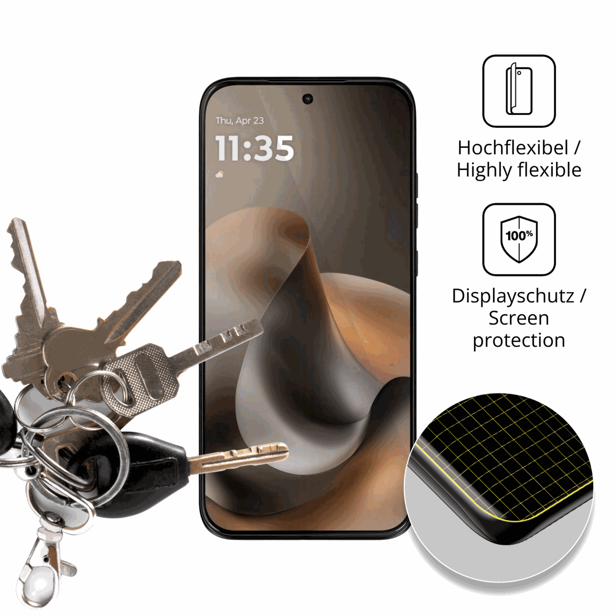 dipos Displayschutz f�r Motorola Moto G77, transparente Oberfl�che, geringe Dicke und perfekte Passform