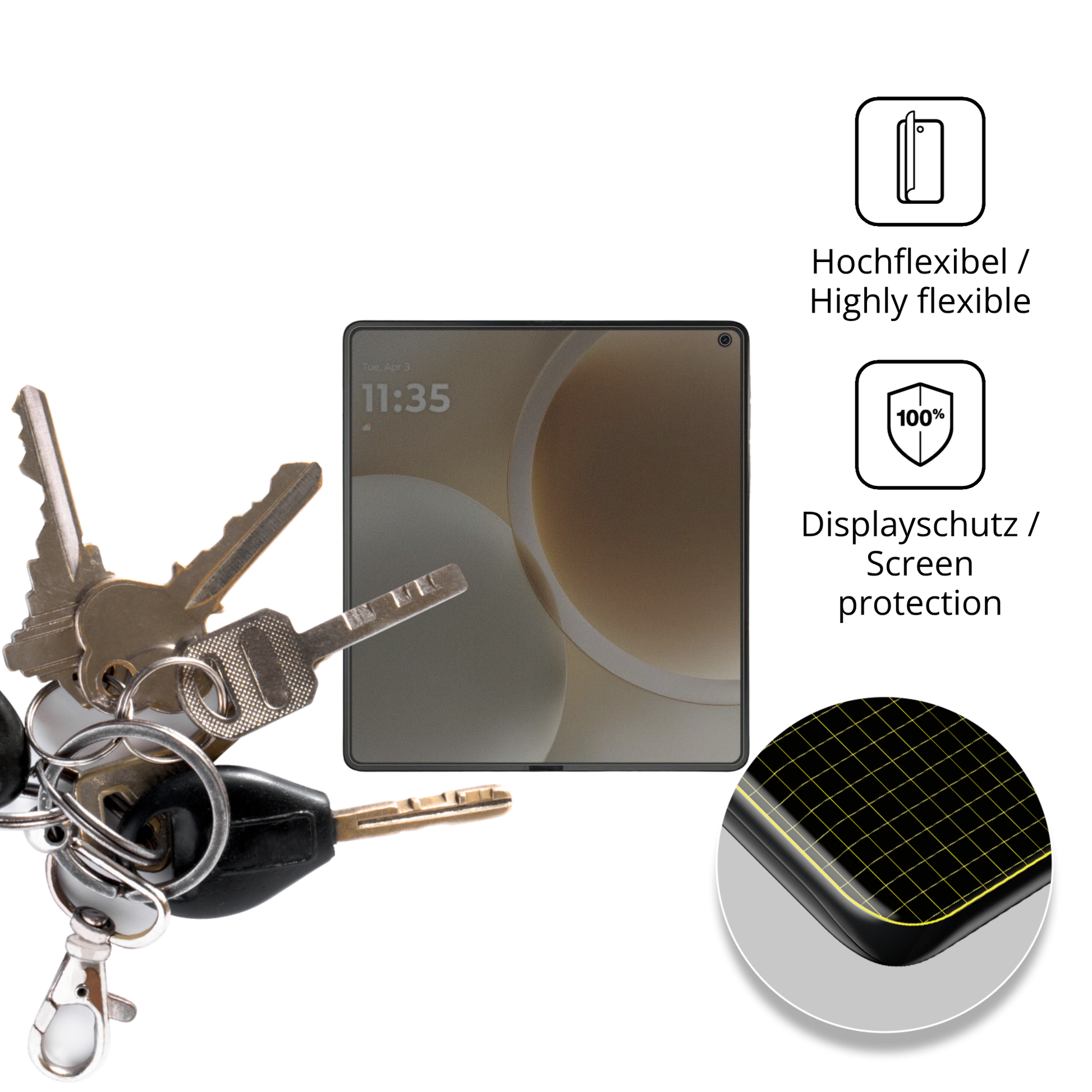 dipos Displayschutz für Motorola Razr Fold 2026 Aussenseite, mit Blickschutzfilter und perfekter Passform auch für die Rundungen
