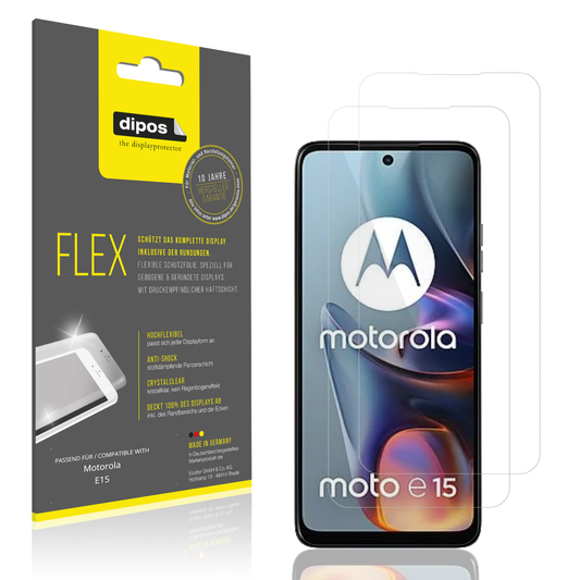 Klare Displayschutzfolie von dipos passend für Motorola E15, 100% Displayabdeckung und blasenfreie Montage
