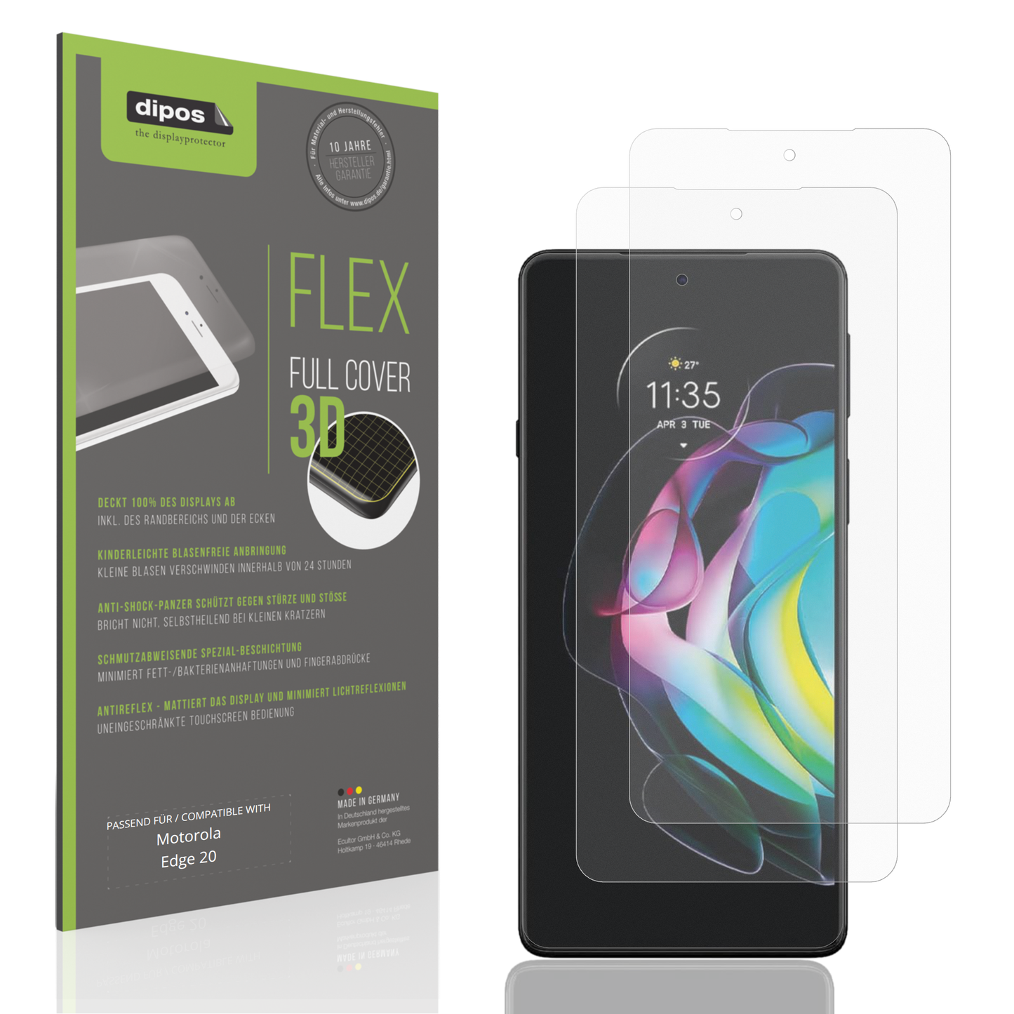 2x Full Cover Schutzfolie matt für Motorola Edge 20