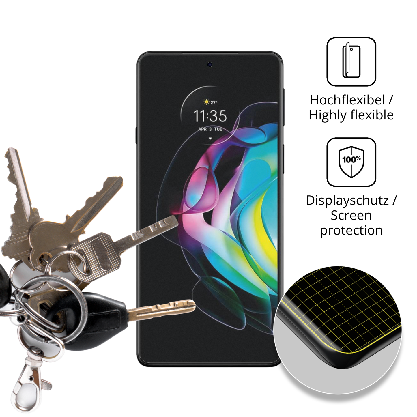 2x Full Cover Schutzfolie matt für Motorola Edge 20