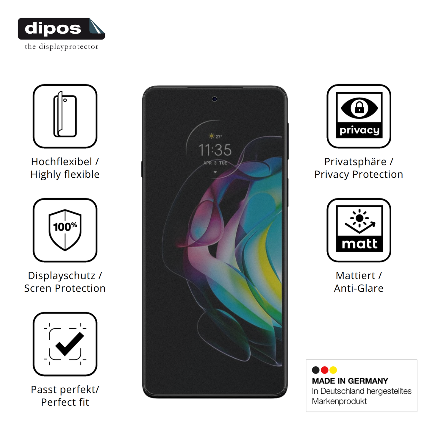 Full Cover Privacy Blickschutzfolie für Motorola Edge 20