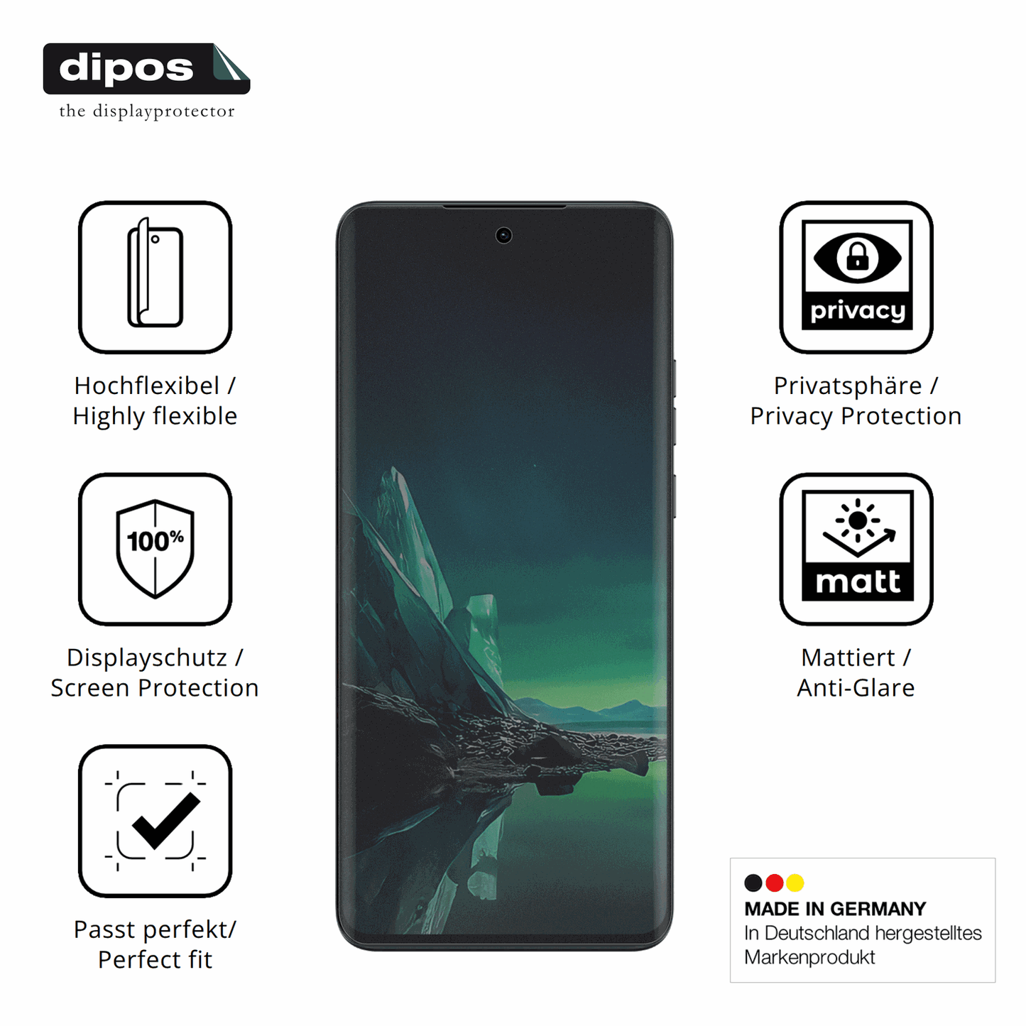 Flexible TPU-Folie passend zugeschnitten für Motorola Edge 40 Neo, mit Privatsphäre-Schutz durch Sichtschutz-Folie