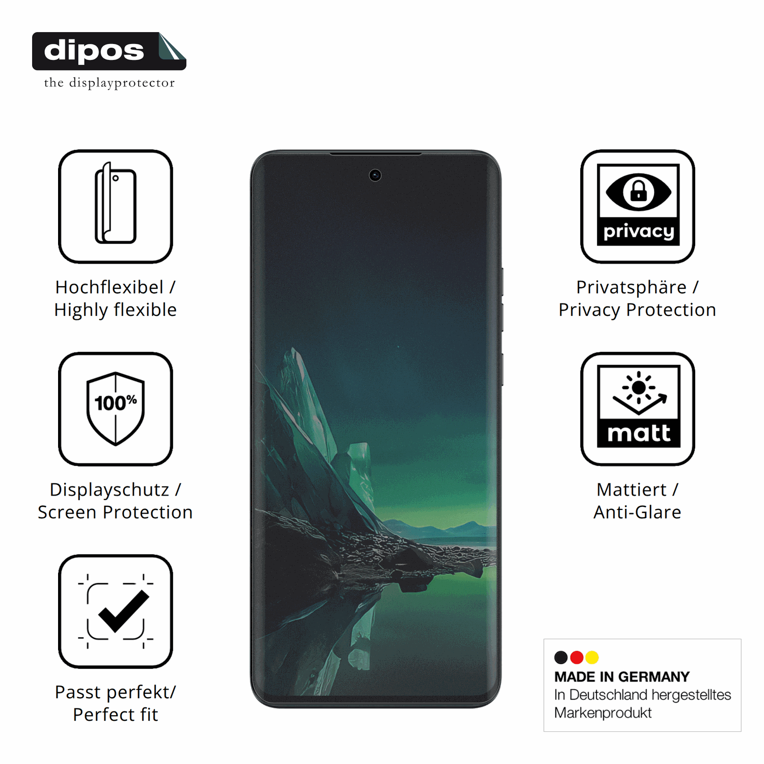 Flexible TPU-Folie passend zugeschnitten für Motorola Edge 40 Neo, mit Privatsphäre-Schutz durch Sichtschutz-Folie
