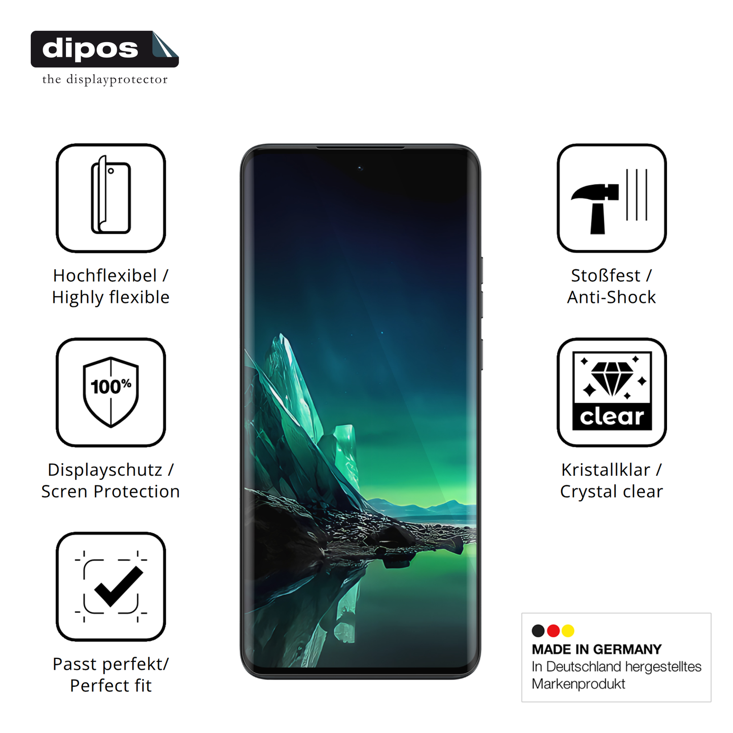 Displayschutz hergestellt in Deutschland, höchste Qualität made in Germany