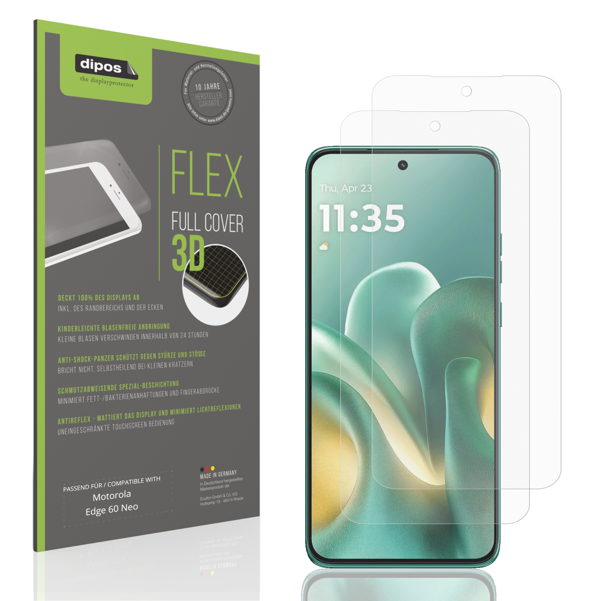 Matte Displayschutzfolie von dipos passend für Motorola Edge 60 Neo, 100% Displayabdeckung und blasenfreie Montage