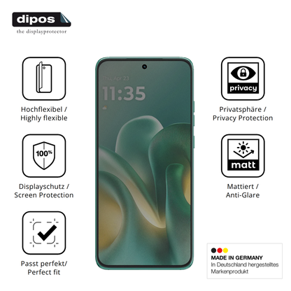 Flexible TPU-Folie passend zugeschnitten für Motorola Edge 60 Neo, mit Privatsphäre-Schutz durch Sichtschutz-Folie