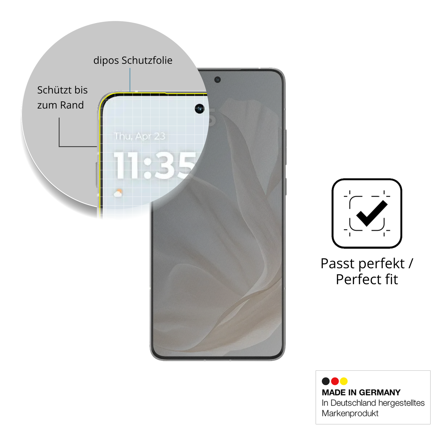 Schutz gegen Kratzer auf dem Motorola Edge 70 Cloud Dancer Glas durch Schlüssel, Stöße gegen die Tischkante oder Stürze