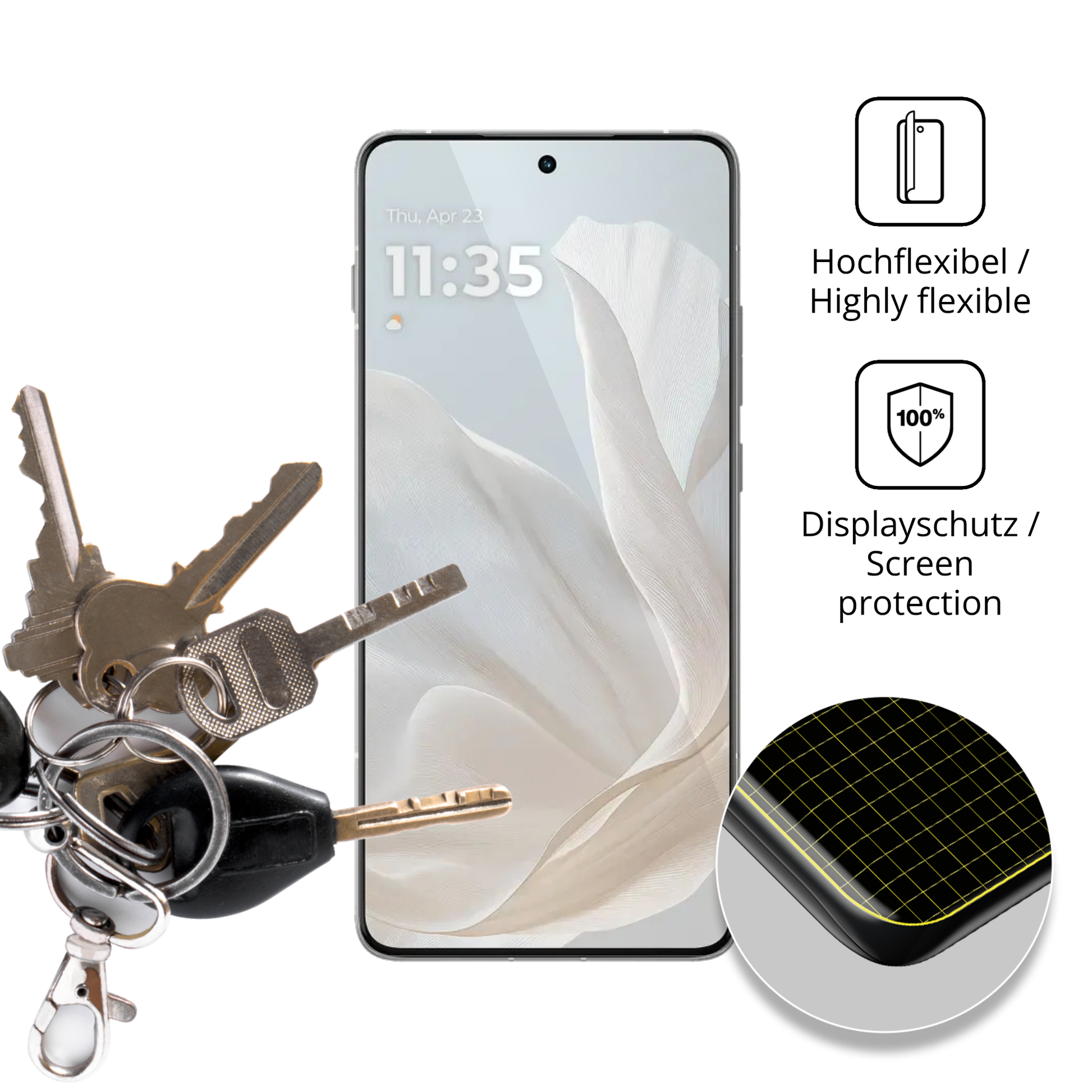 dipos Displayschutz für Motorola Edge 70 Cloud Dancer, transparente Oberfläche, geringe Dicke und perfekte Passform