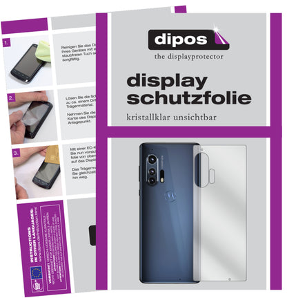 Klare Displayschutzfolie von dipos passend für Motorola Edge Plus Rückseite, präziser Zuschnitt und blasenfrei montiert