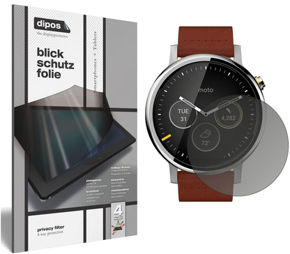 Blickschutzfolie von dipos passend für Motorola Moto 360 (2019), präziser Zuschnitt und blasenfrei montiert