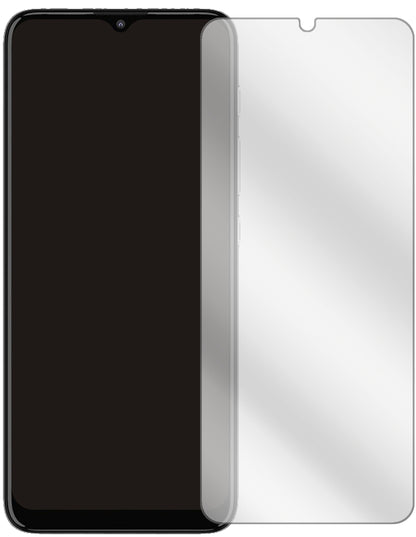 MotorolaMoto E20 mit aufgebrachter dipos Displayschutzfolie, glasklare Darstellung ohne Einschränkungen