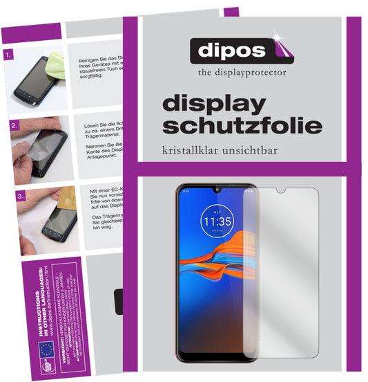Klare Displayschutzfolie von dipos passend für Motorola Moto E6 Plus, präziser Zuschnitt und blasenfrei montiert
