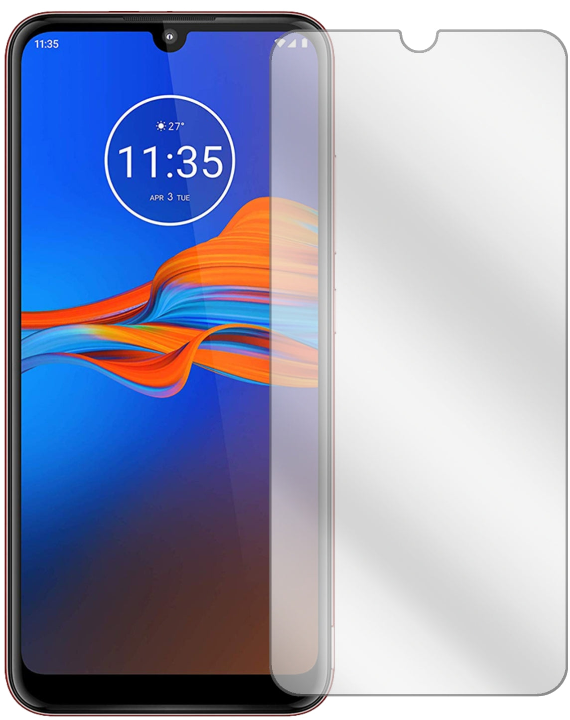 MotorolaMoto E6 Plus mit aufgebrachter dipos Displayschutzfolie, glasklare Darstellung ohne Einschränkungen