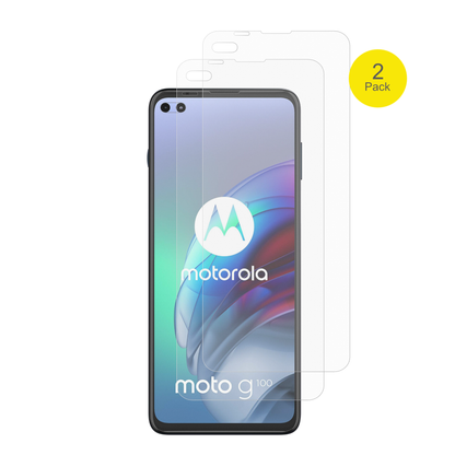 motorolamoto g100s mit aufgebrachter dipos Flex Schutzfolie, glasklare Darstellung ohne Einschränkungen