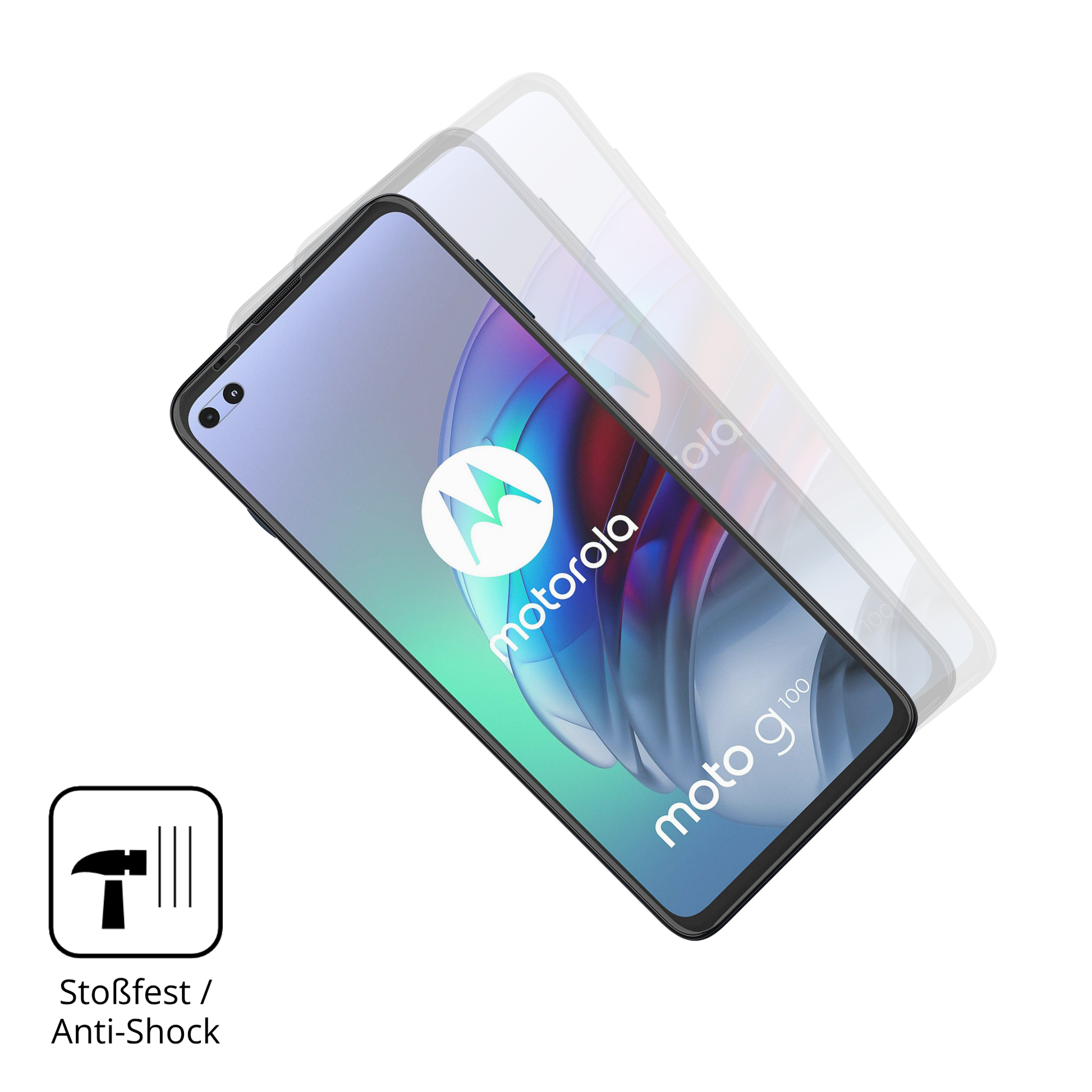 Schutz gegen Kratzer auf dem motorolamoto g100s Glas durch Schlüssel, Stöße gegen die Tischkante oder Stürze