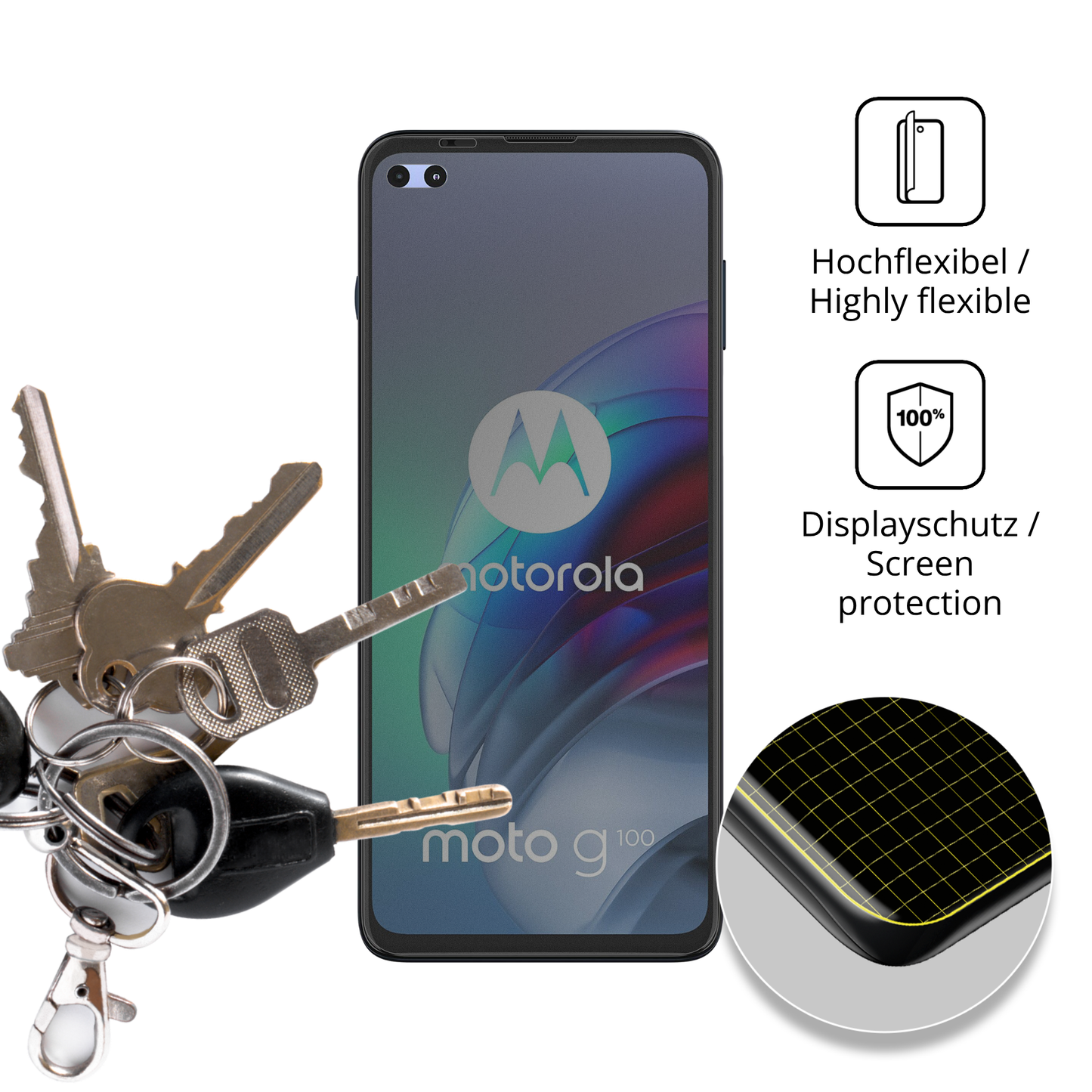 dipos Displayschutz für motorolamoto g100s, mit Blickschutzfilter und perfekter Passform auch für die Rundungen