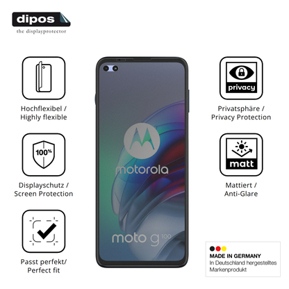 Flexible TPU-Folie passend zugeschnitten für motorolamoto g100s, mit Privatsphäre-Schutz durch Sichtschutz-Folie