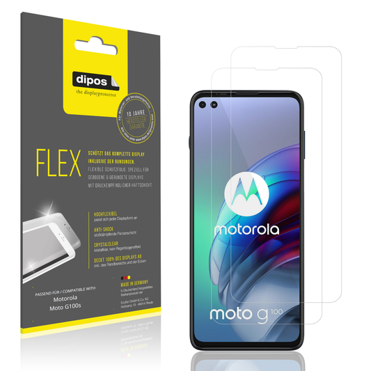 Klare Displayschutzfolie von dipos passend für motorolamoto g100s, 100% Displayabdeckung und blasenfreie Montage