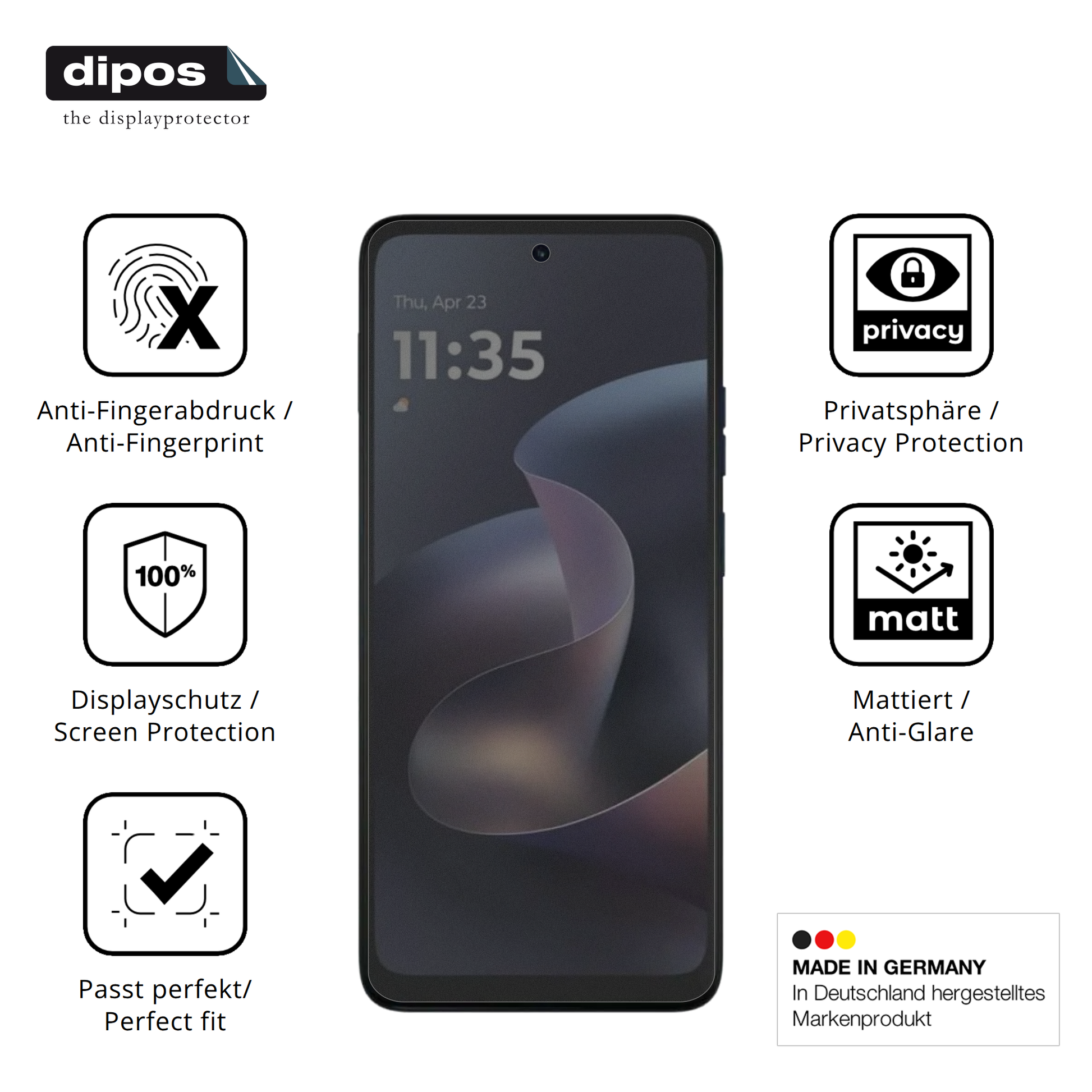 Privatsphäre-Schutz durch Sichtschutz-Folie passend zugeschnitten für motorolamoto g 2026