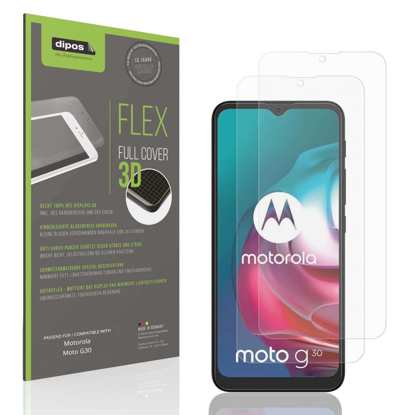 2x Full Cover Schutzfolie matt für Motorola Moto G30