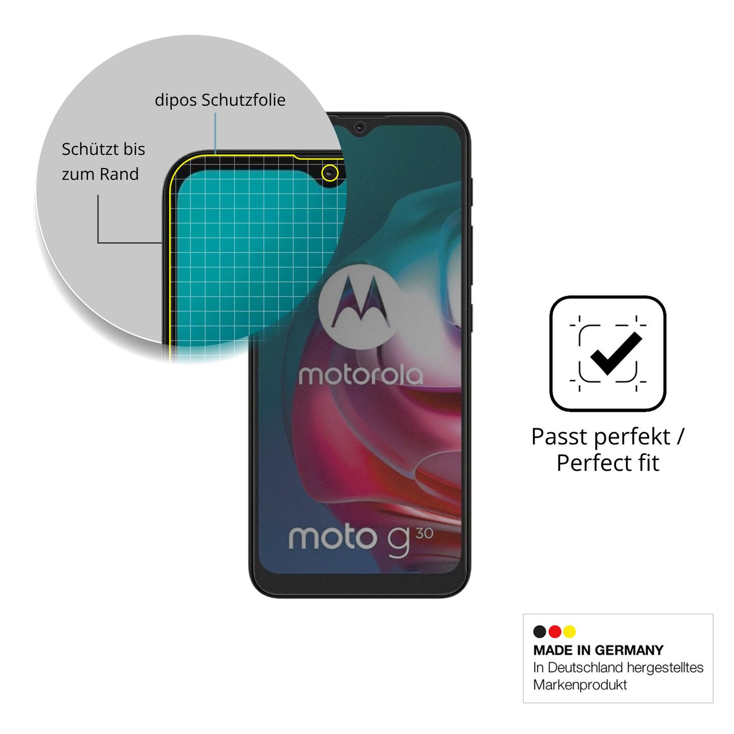 Full Cover Privacy Blickschutzfolie für Motorola Moto G30