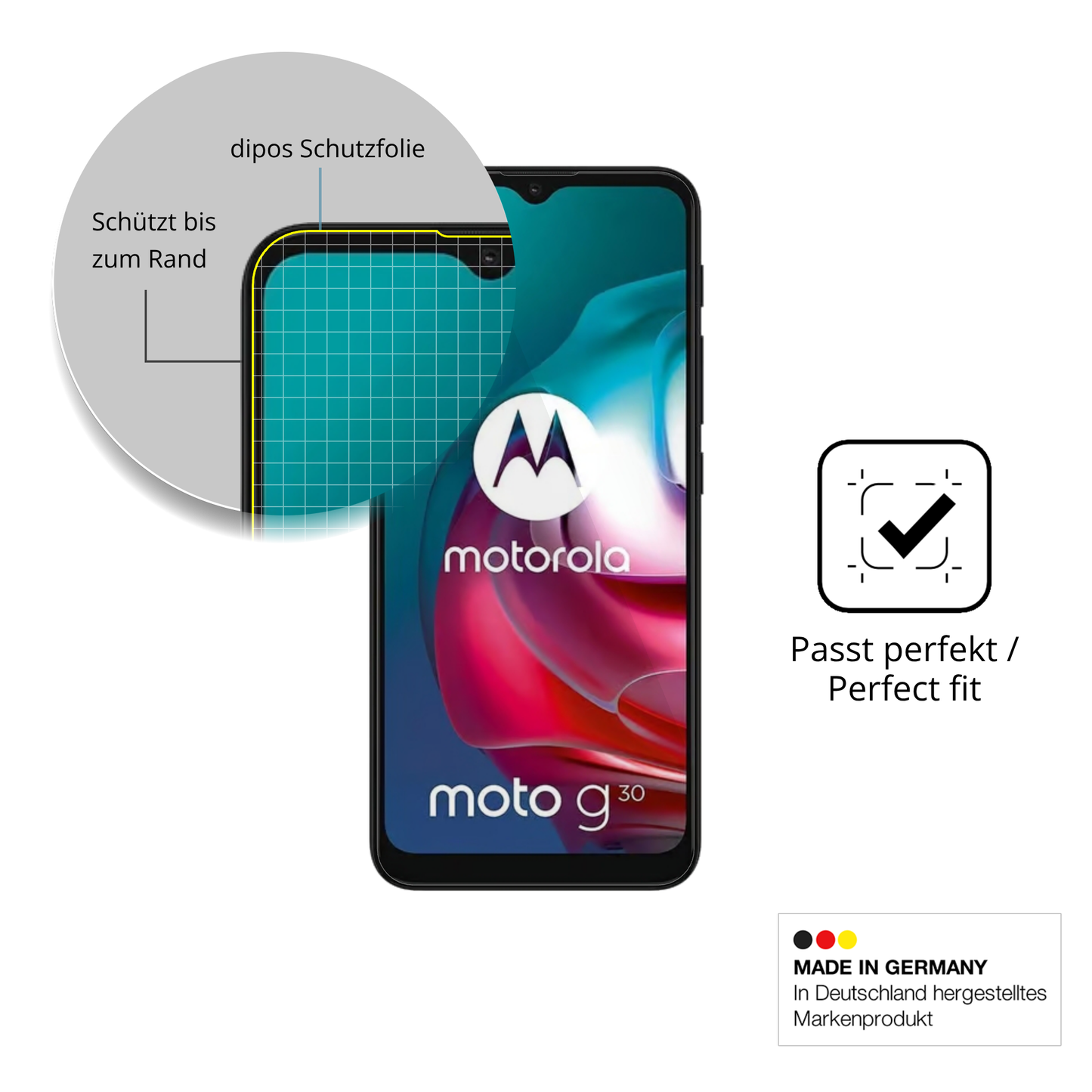 2x 3D Full Cover Schutzfolie für Motorola Moto G30