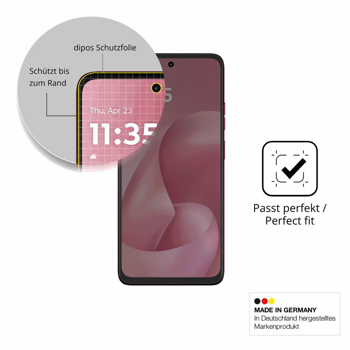 Schutz gegen Kratzer auf dem motorolamoto g57 Glas durch Schlüssel, Stöße gegen die Tischkante oder Stürze