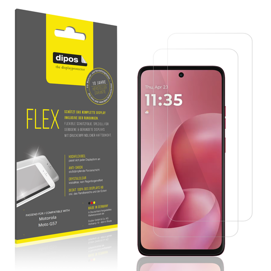 Klare Displayschutzfolie von dipos passend für motorolamoto g57, 100% Displayabdeckung und blasenfreie Montage
