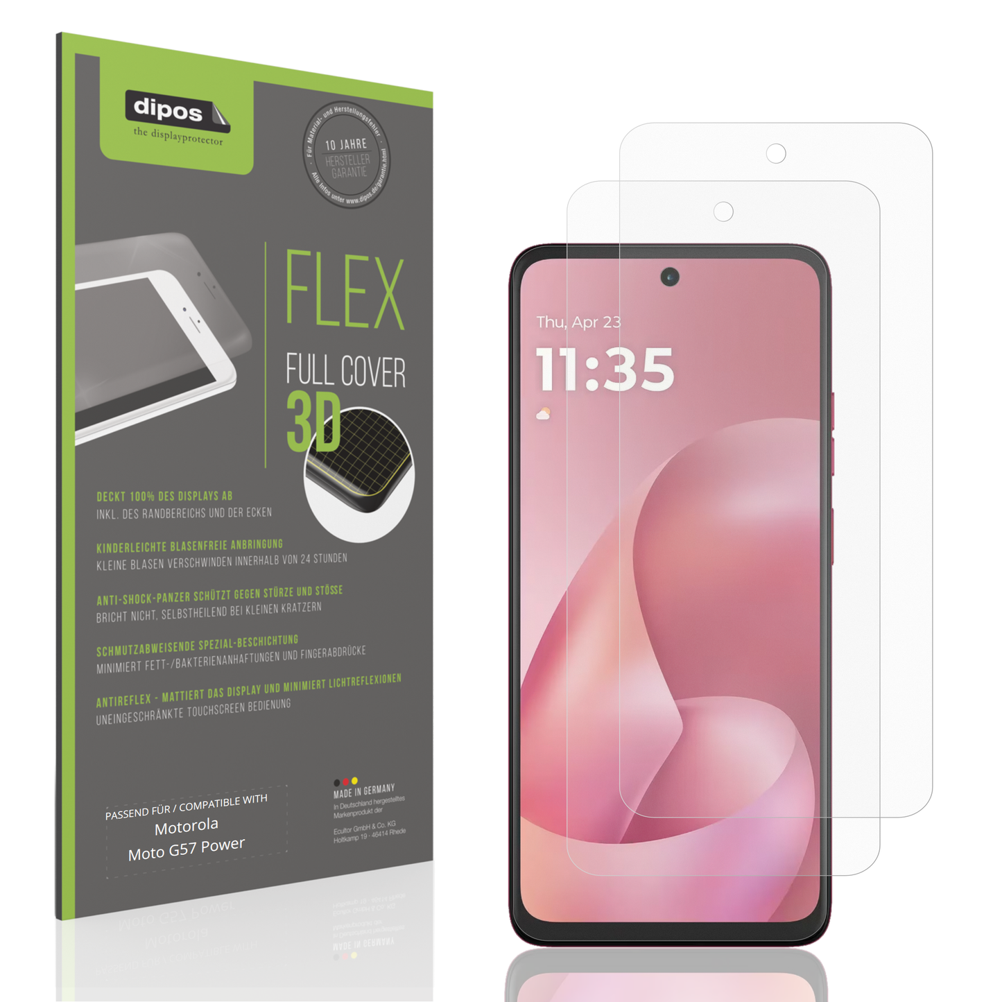 Matte Displayschutzfolie von dipos passend für motorolamoto g57 power, 100% Displayabdeckung und blasenfreie Montage