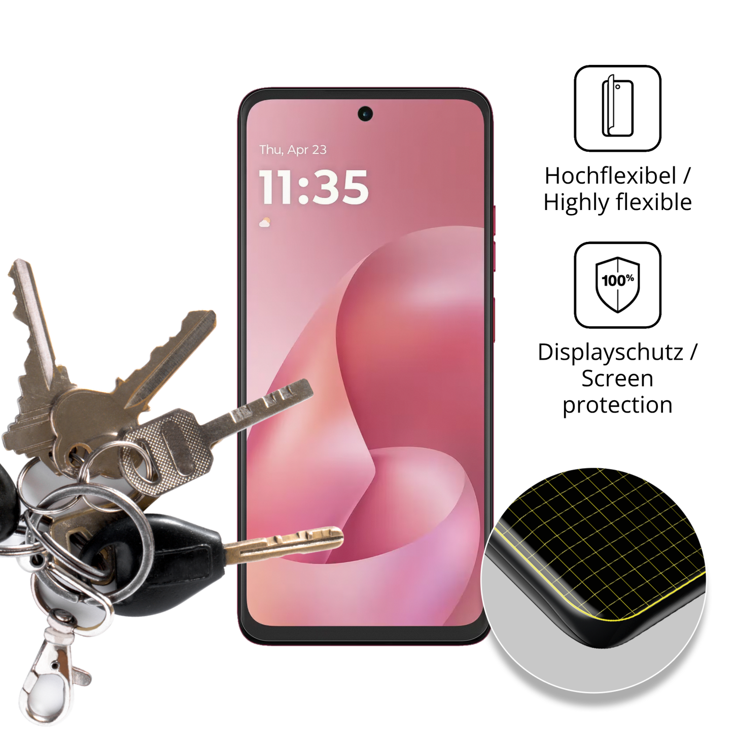 dipos Displayschutz für motorolamoto g57 power, transparente Oberfläche, perfekte Passform auch für die Rundungen
