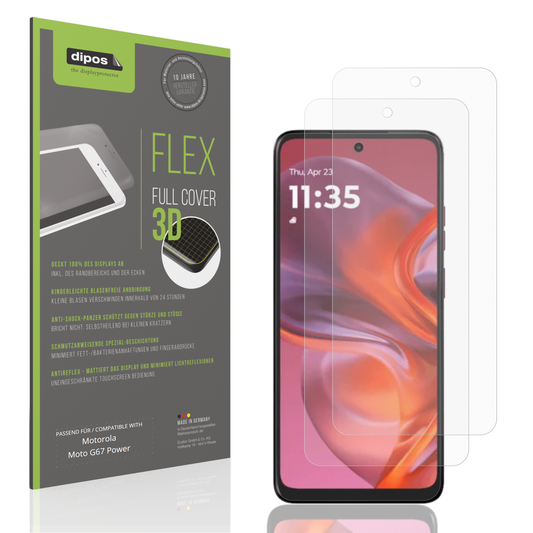 Matte Displayschutzfolie von dipos passend für motorolamoto g67 power, 100% Displayabdeckung und blasenfreie Montage