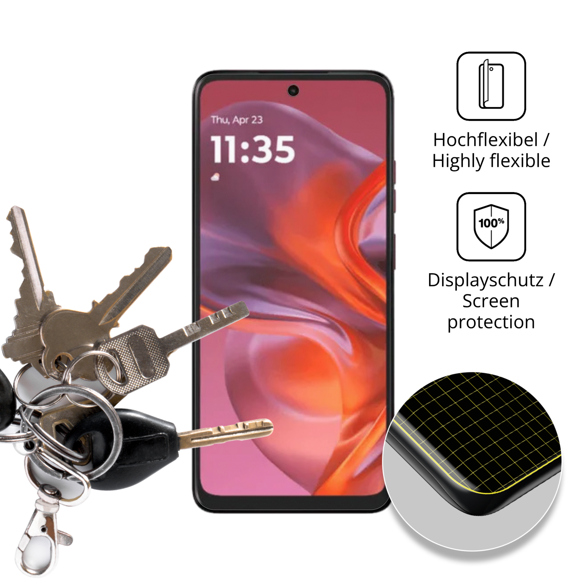 dipos Displayschutz für motorolamoto g67 power, transparente Oberfläche, perfekte Passform auch für die Rundungen