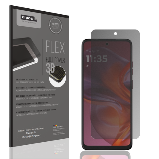 Blickschutzfolie von dipos passend für motorolamoto g67 power, 100% Displayabdeckung und blasenfreie Montage