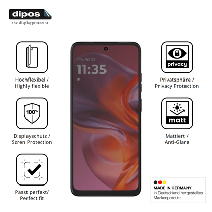 Flexible TPU-Folie passend zugeschnitten für motorolamoto g67 power, mit Privatsphäre-Schutz durch Sichtschutz-Folie