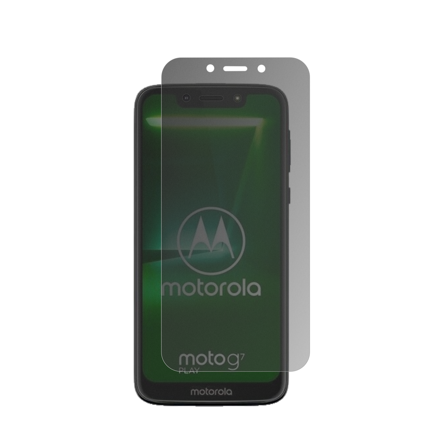 MotorolaMoto G7 Play mit aufgebrachter dipos Flex Schutzfolie, die seitliche Einblicke blockiert