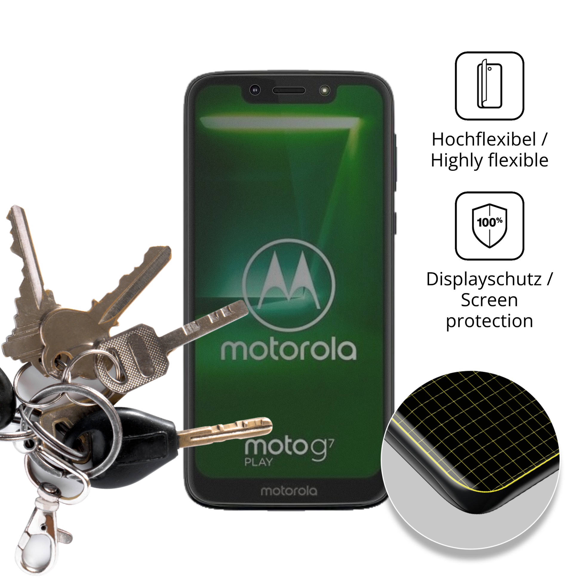 dipos Displayschutz für Motorola Moto G7 Play, mit Blickschutzfilter und perfekter Passform auch für die Rundungen