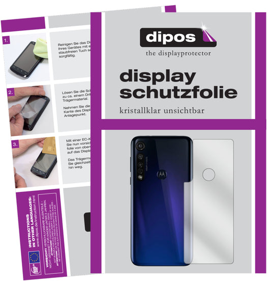 Klare Displayschutzfolie von dipos passend für Motorola Moto G8 Plus Rückseite, präziser Zuschnitt und blasenfrei montiert