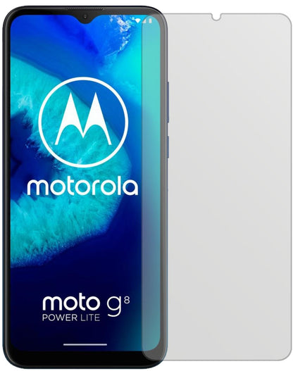 MotorolaMoto G8 Power Lite mit aufgebrachter dipos Displayschutzfolie, die lästige Fingerabdrücke minimiert