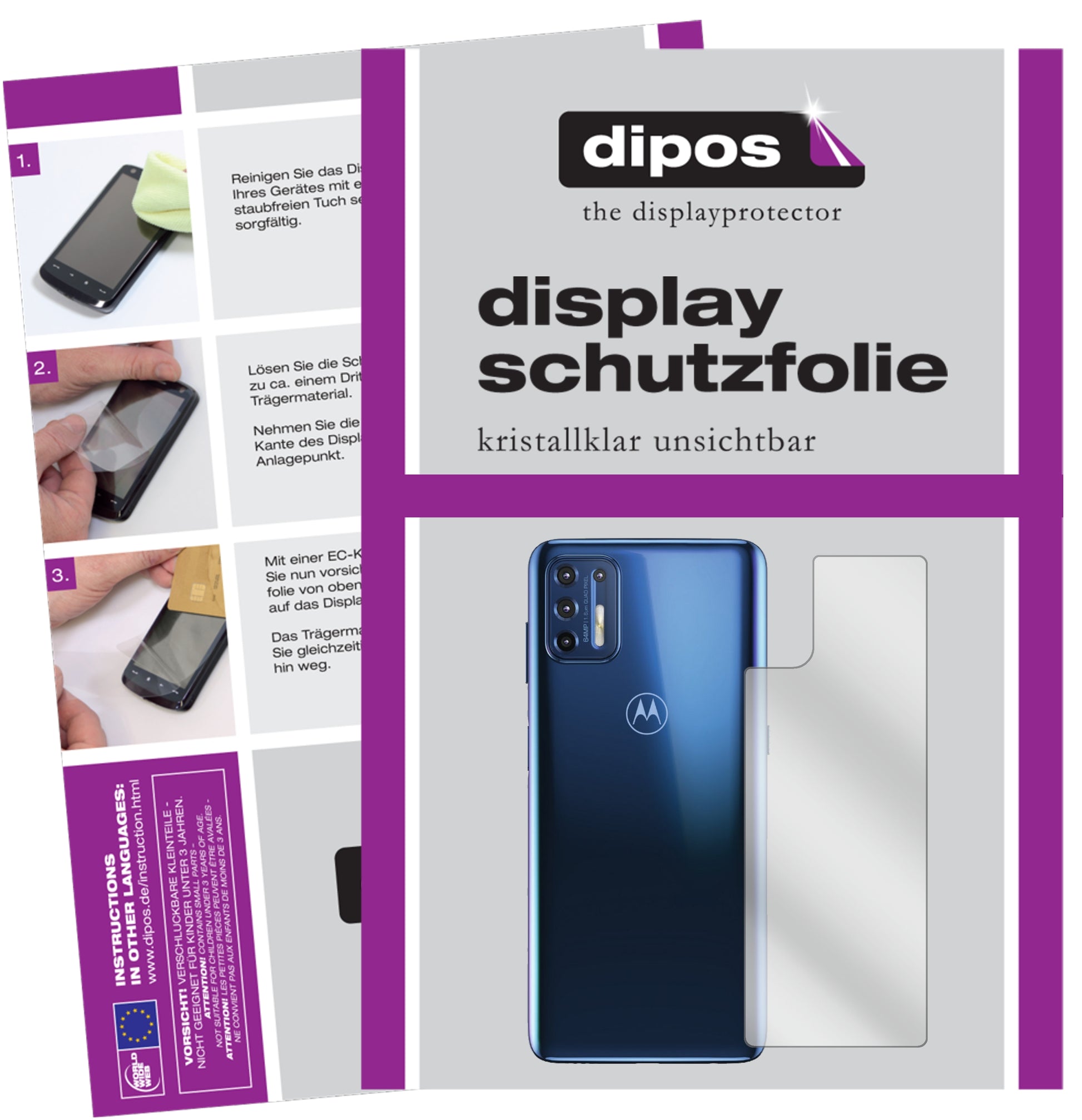 Kristallklare, dünne Schutzfolie: Kratzfest & passgenau für Motorola-Moto G9 Plus Rückseite