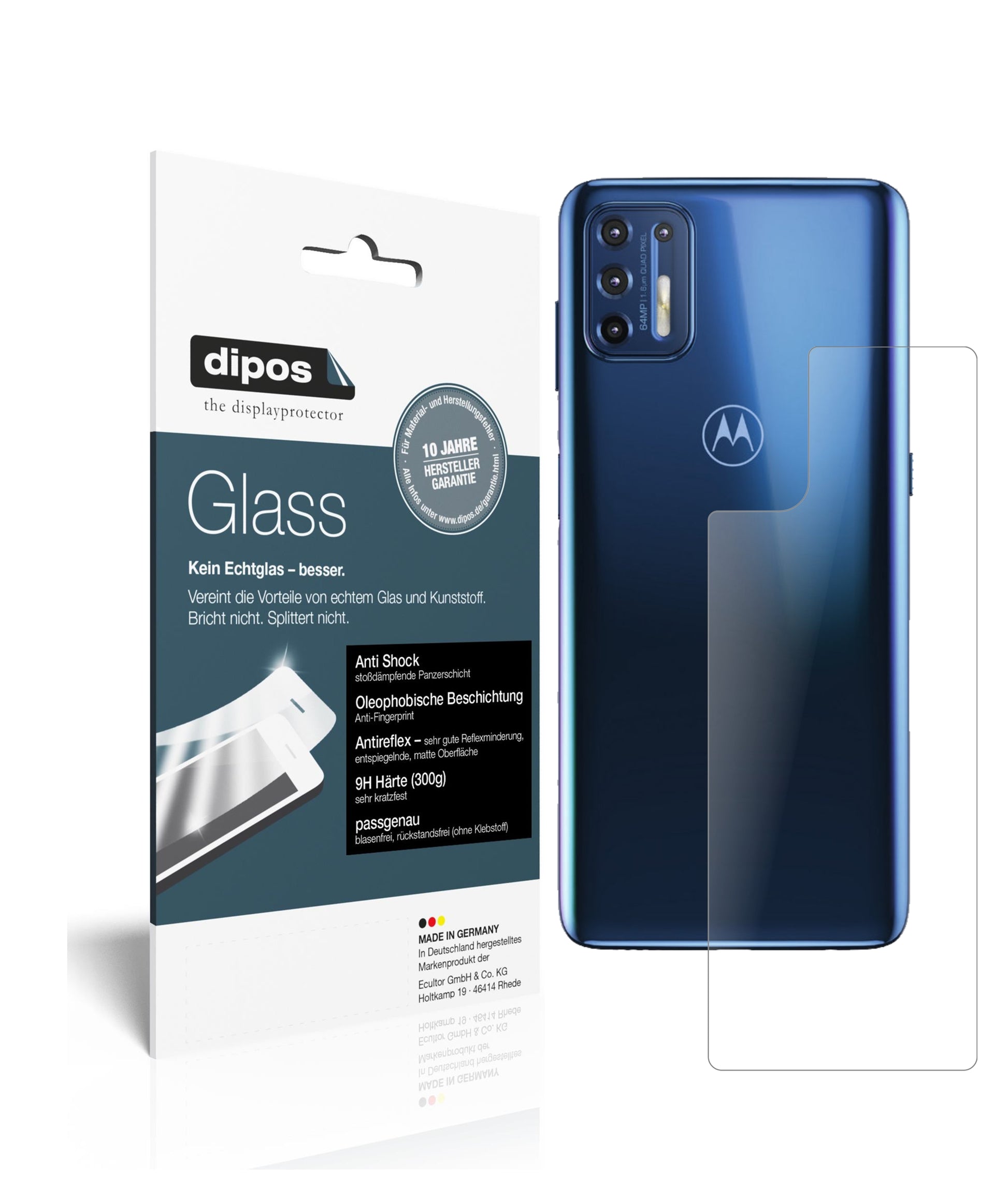 Mattes Panzerglas: Schutz vor Brüchen, Fingerabdrücken und Bildschirmblendung für Motorola-Moto G9 Plus Rückseite