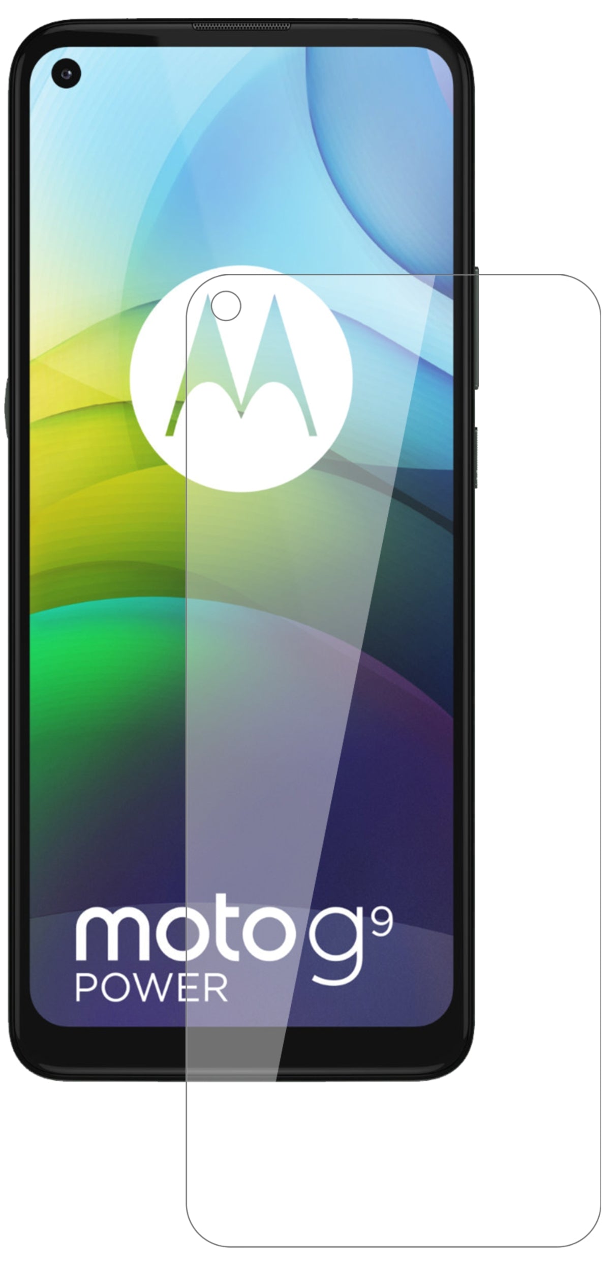 MotorolaMoto G9 Power mit aufgebrachter dipos Flex Schutzfolie, glasklare Darstellung ohne Einschränkungen