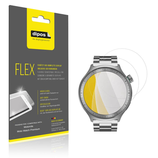 2x 3D Full Cover Schutzfolie für Motorola Moto Watch Premium