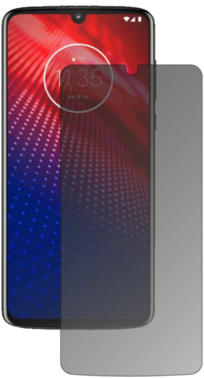 MotorolaMoto Z4 mit aufgebrachtem dipos Displayschutz, der seitliche Einblicke blockiert