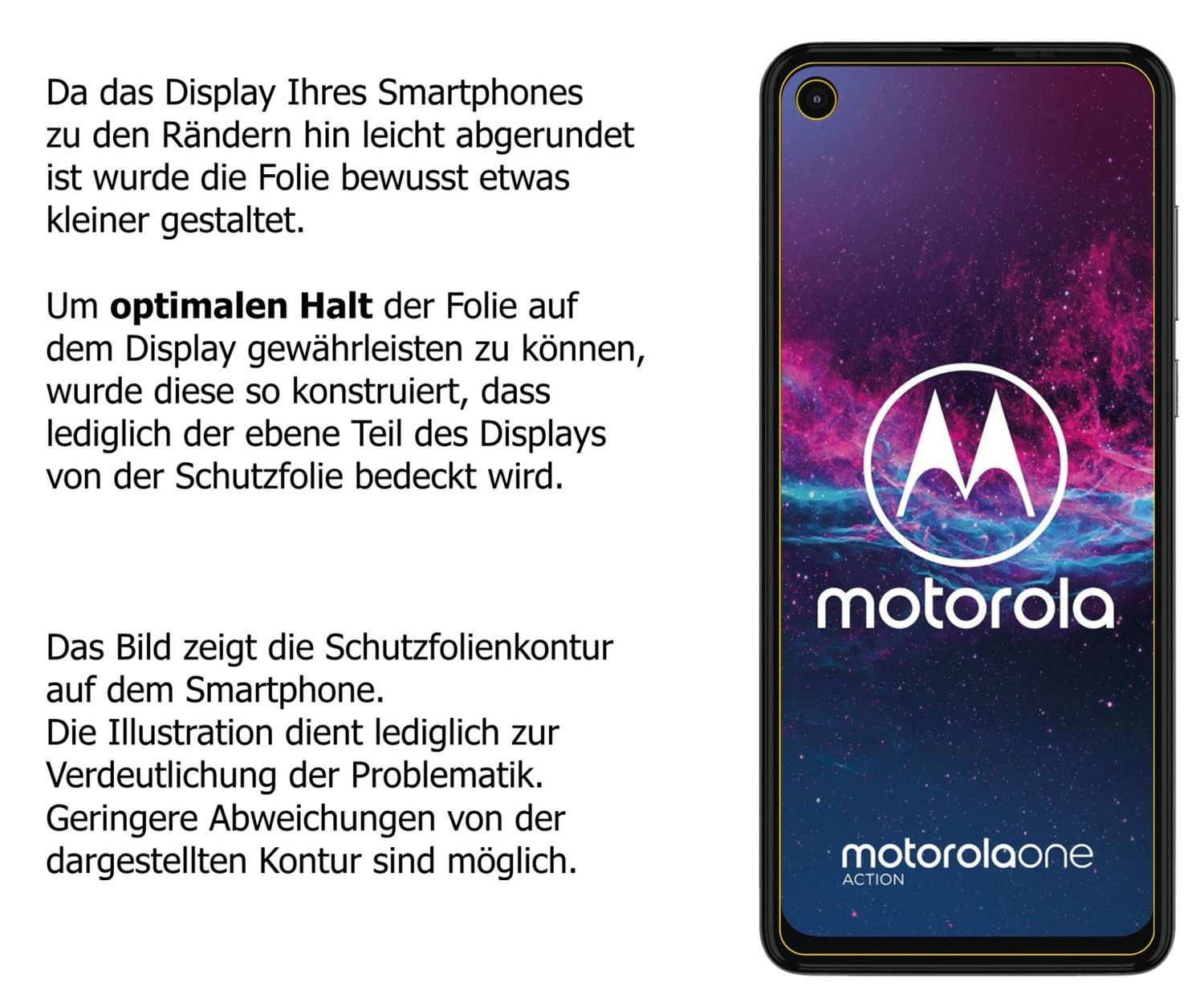Dünne und klare Folie passend zugeschnitten für Motorola One Action
