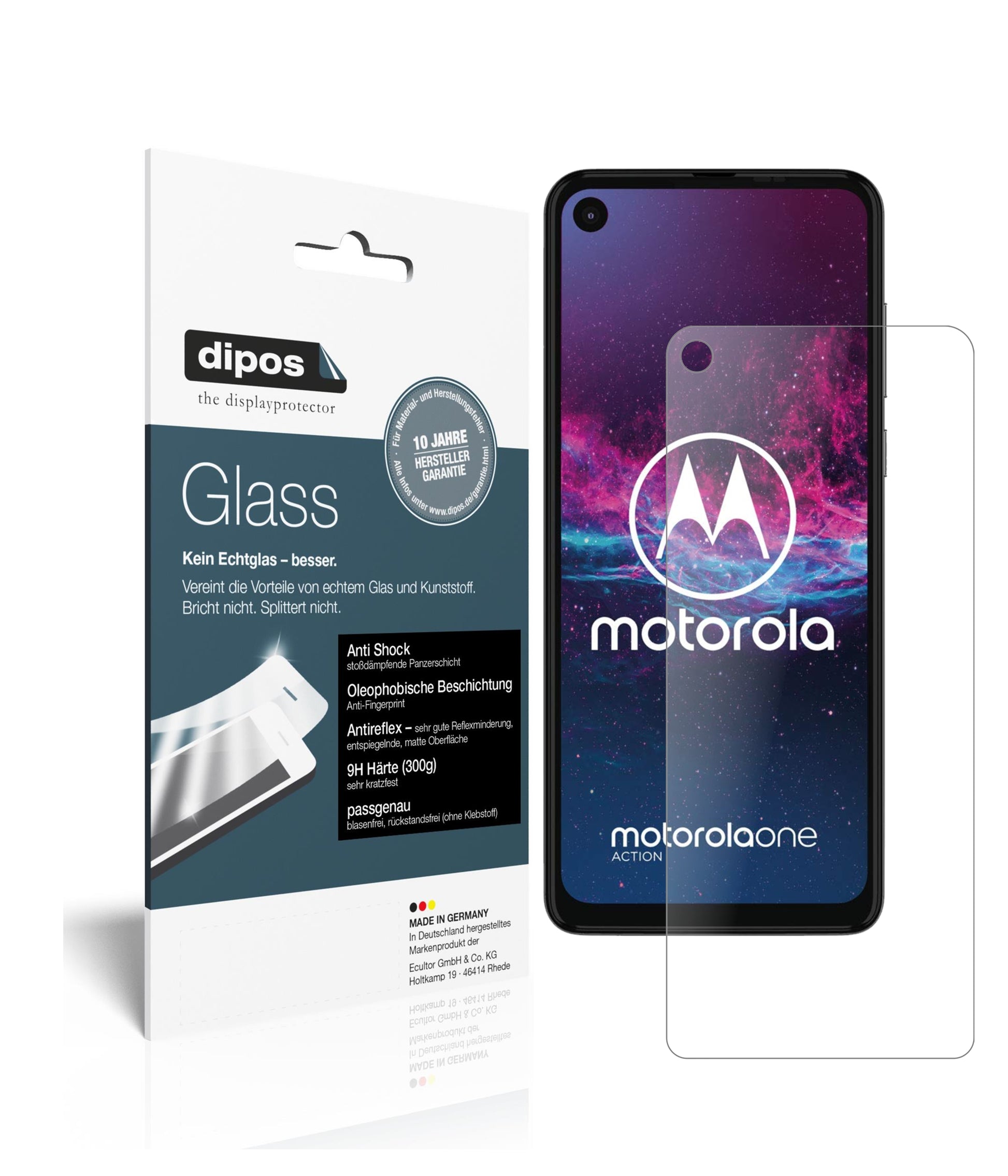 Mattes Panzerglas: Schutz vor Brüchen, Fingerabdrücken und Bildschirmblendung für Motorola-One Action