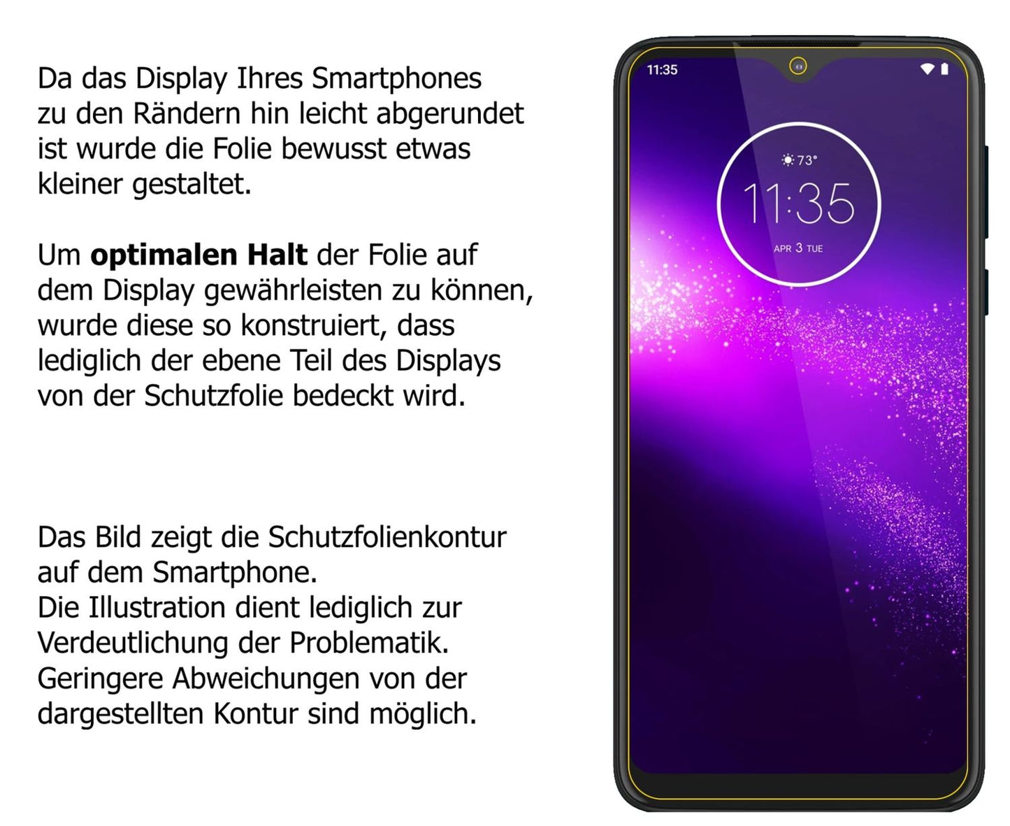 dipos Displayschutz für Motorola One Macro, transparente Oberfläche, perfekte Passform auch für die Rundungen
