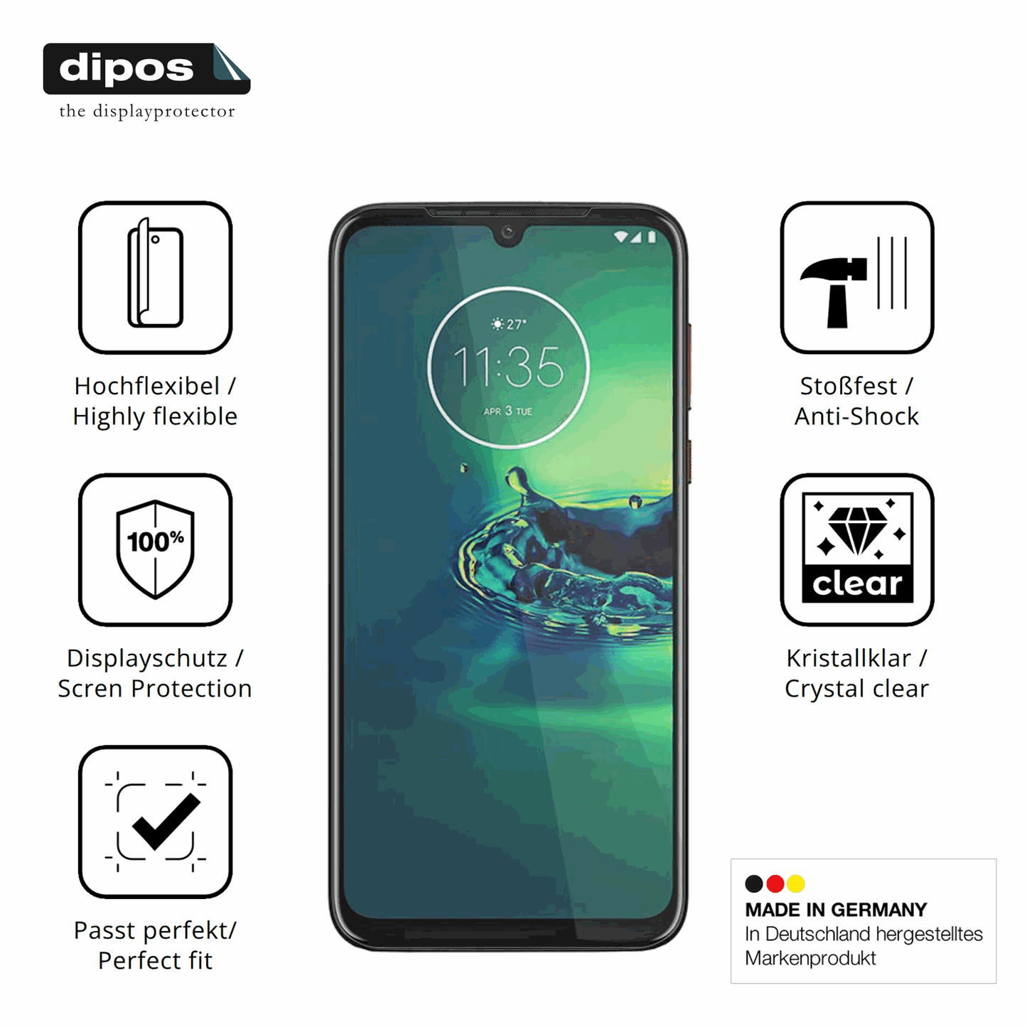 2x 3D Full Cover Schutzfolie für Motorola One Vision Plus