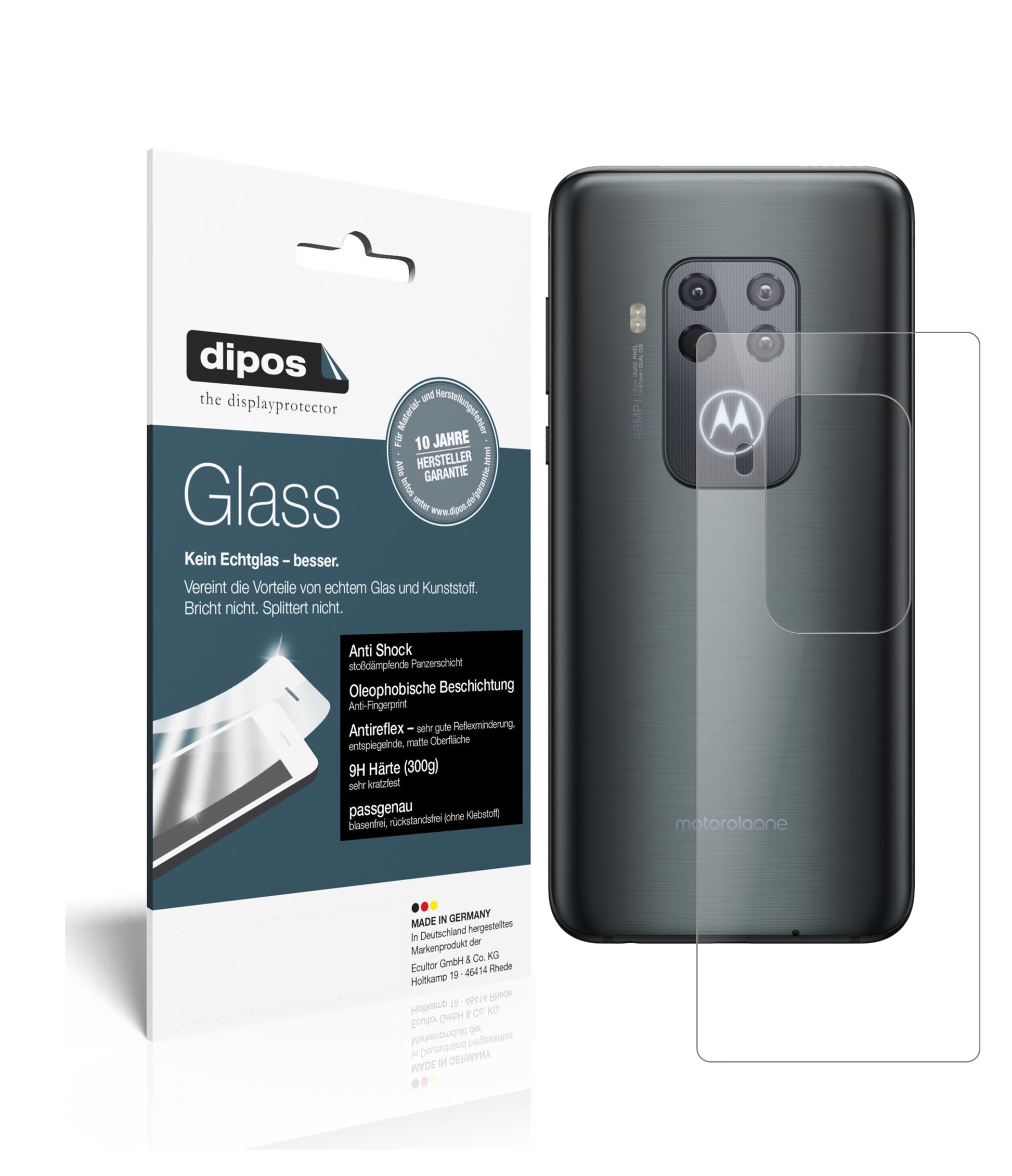 Mattes Panzerglas: Schutz vor Brüchen, Fingerabdrücken und Bildschirmblendung für Motorola-One Zoom Rückseite