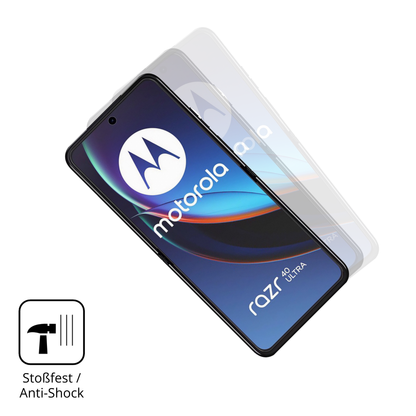 Schutz gegen Kratzer auf dem Motorola Razr 40 Ultra Glas durch Schlüssel, Stöße gegen die Tischkante oder Stürze